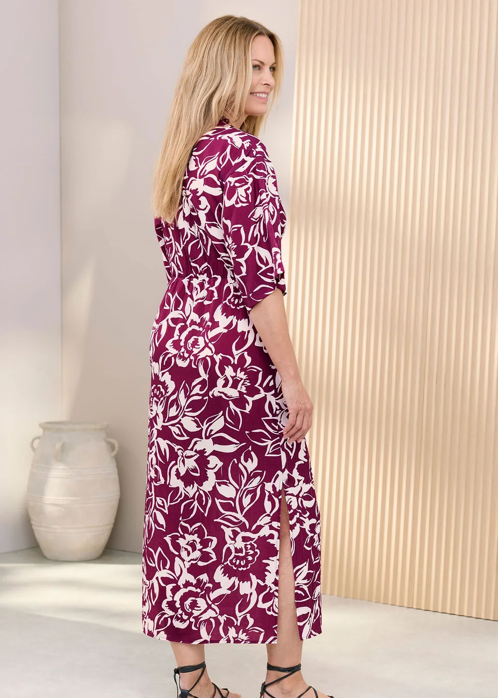 Cotton Traders Wild Rose Printed Kimono Maxi Dress - 12 Image 3