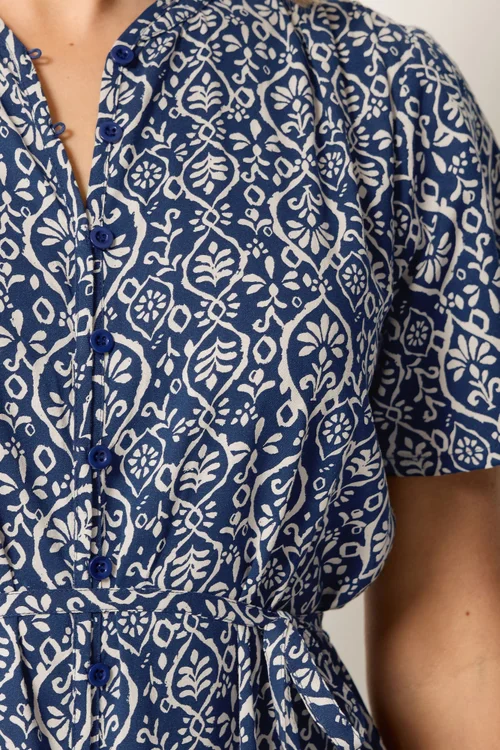 Long Tall Sally Dark Blue & White Floral Tie Waist Maxi Dress - 20 Image 4