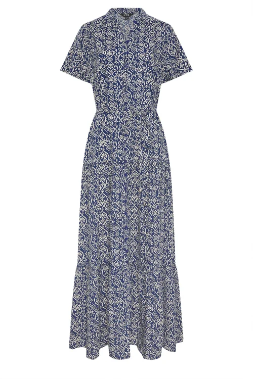 Long Tall Sally Dark Blue & White Floral Tie Waist Maxi Dress - 20 Image 5