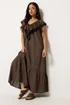 PixieGirl Petite Chocolate Brown Frill Midi Dress - 18 Image 1