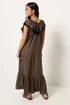 PixieGirl Petite Chocolate Brown Frill Midi Dress - 18 Image 3