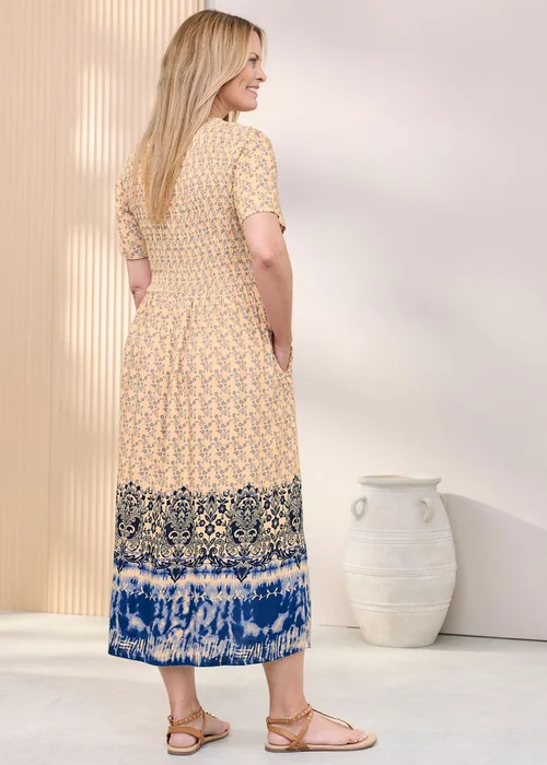 Cotton Traders Steel Blue V- Neck Printed Maxi Dress - 12 Image 2