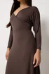 PixieGirl Petite Chocolate Brown Wrap Midi Dress - 14 Image 4