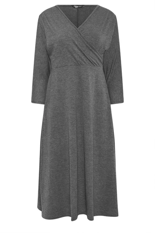 PixieGirl Petite Charcoal Grey Wrap Midi Dress - 16 Image 5