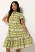 PixieGirl Petite Green Abstract Smock Midi Dress - 16 Image 1