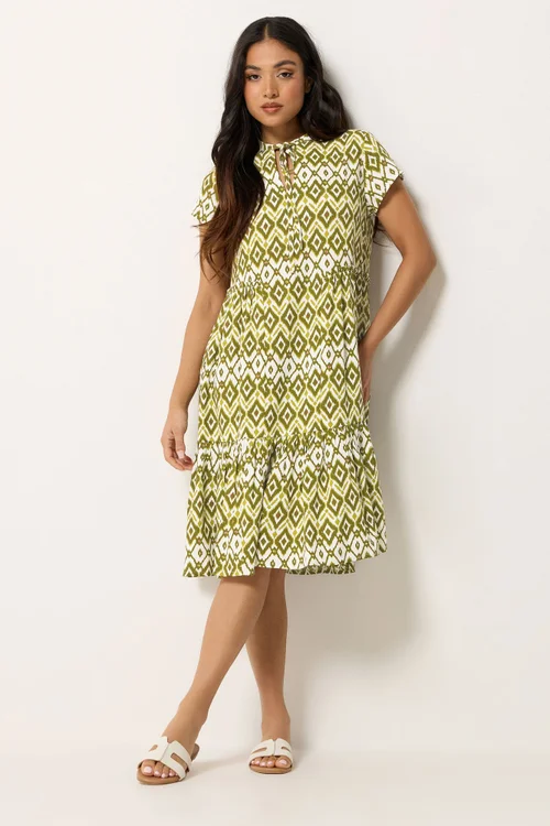 PixieGirl Petite Green Abstract Smock Midi Dress - 16 Image 2
