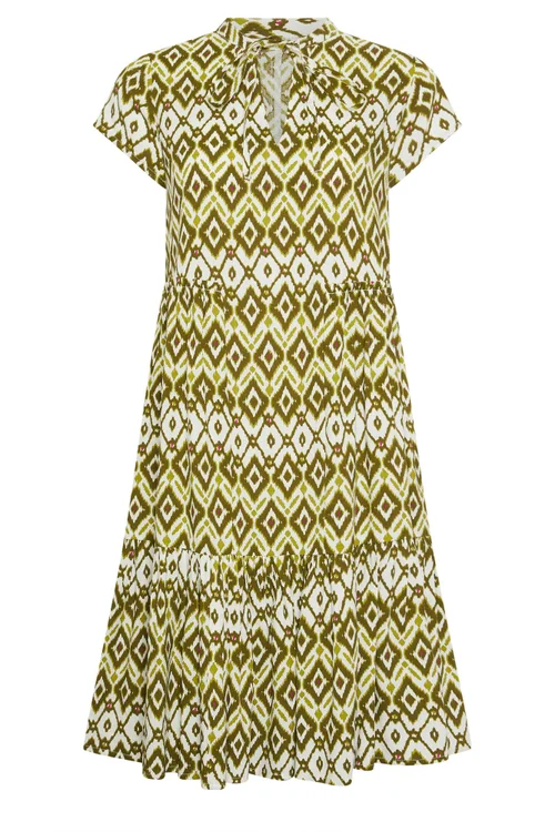 PixieGirl Petite Green Abstract Smock Midi Dress - 16 Image 5