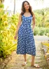 Cotton Traders Mid Blue Printed Midi Jersey Dress - 16 Image 2