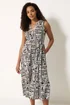 M&Co Black Leaf Print Cotton Sleeveless Midi Dress - 14 Image 1