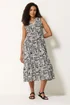 M&Co Black Leaf Print Cotton Sleeveless Midi Dress - 14 Image 2