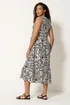 M&Co Black Leaf Print Cotton Sleeveless Midi Dress - 14 Image 3