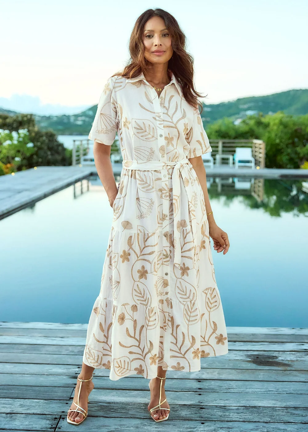 Cotton Traders Ivory Short Sleeve Embroidered Dress - 16 | Matalan Cotton Traders Ivory Short Sleeve Embroidered Dress - 16 | Matalan