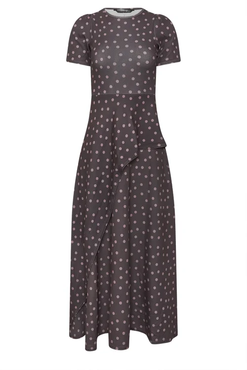 PixieGirl Petite Chocolate Brown Spot Maxi Dress - 12 Image 5