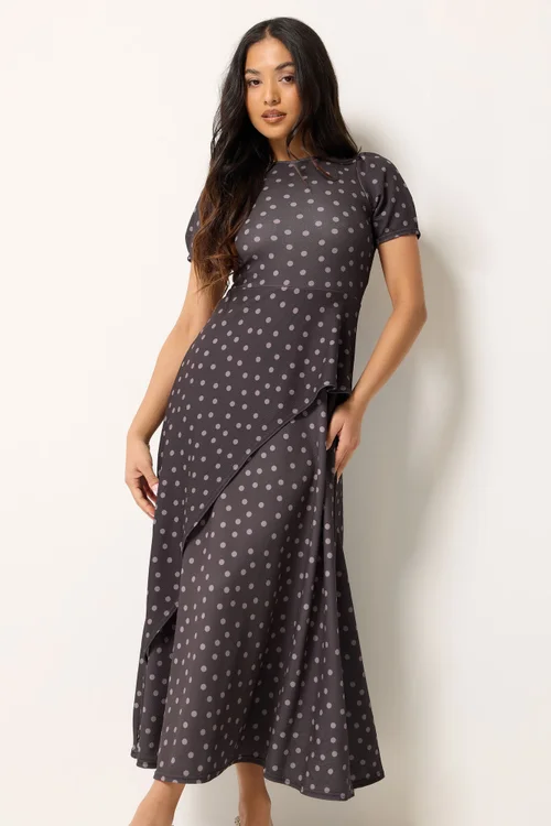 PixieGirl Petite Chocolate Brown Spot Maxi Dress - 12 Image 1
