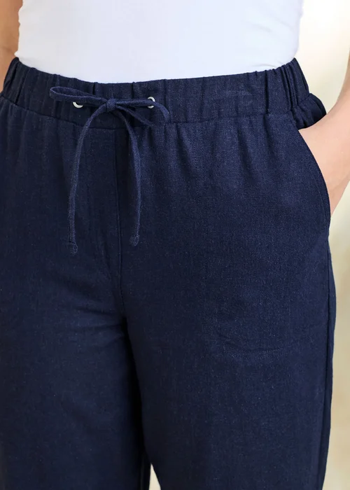 Cotton Traders Navy Linen Blend Relaxed Fit Shorts - 22 Image 4