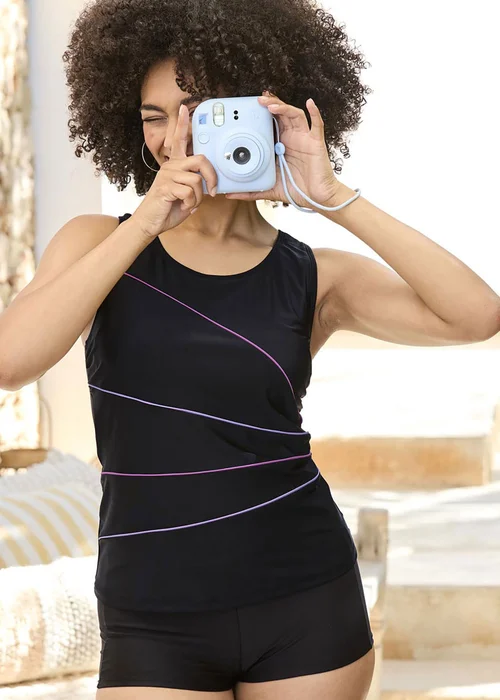 Cotton Traders Black Illusion Tankini Top - 22 Image 4