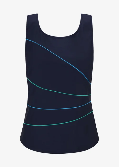 Cotton Traders Navy Illusion Tankini Top - 16 Image 4