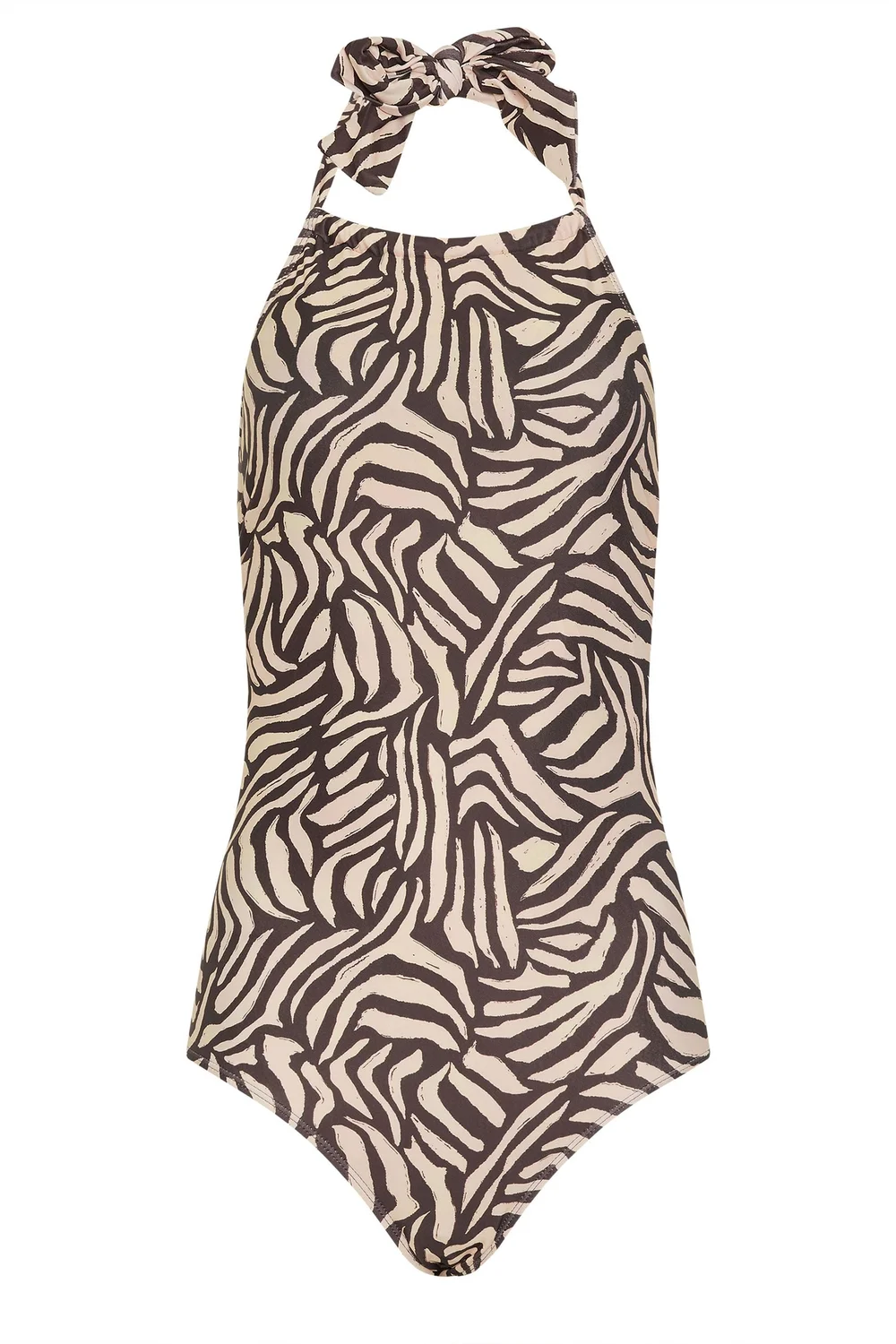 Long Tall Sally Natural Brown Zebra Halterneck Swimsuit - 16 Image 5