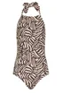 Long Tall Sally Natural Brown Zebra Halterneck Swimsuit - 16 Image 5