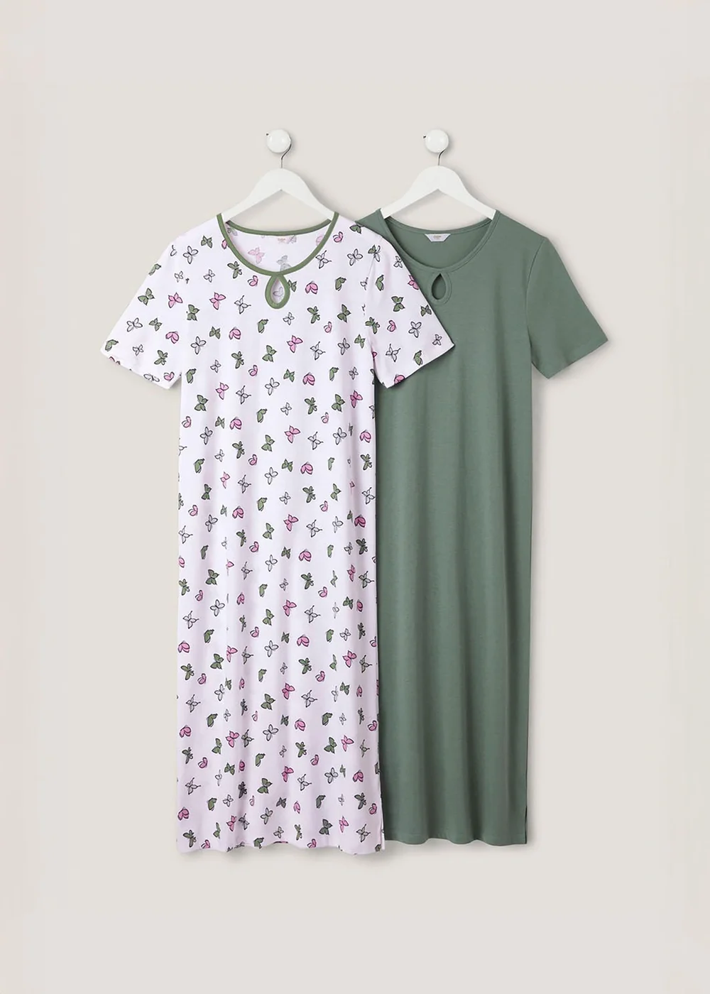 Cotton Traders Multi 2 Pack Cutout Detail Nightdresses - 14-16 Image 1