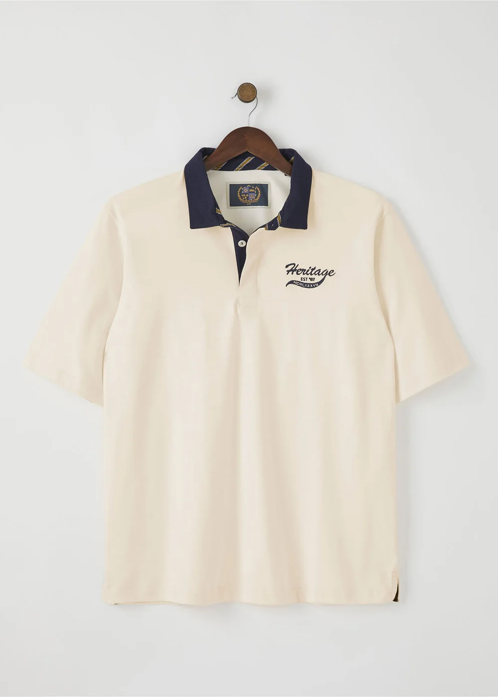 Cotton Traders Beige Men's Heritage Short Sleeve Rugby Shirt - L Image 4