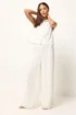 PixieGirl Petite White Lace Lined Shirt & Wide Leg Trousers Set - 16 Image 3