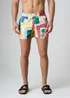 Influence Green Elasticated Gingham Tropical Print Swim Shorts - S Image 1