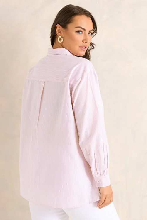 Evans Curve Pink Stripe Embroidered Shirt - 22-24 Image 3