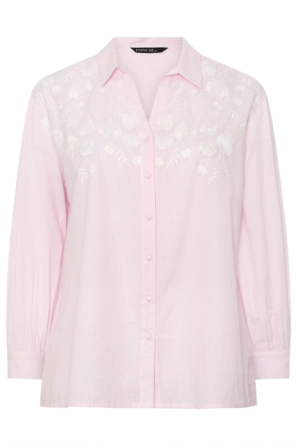 Evans Curve Pink Stripe Embroidered Shirt - 22-24 Image 5