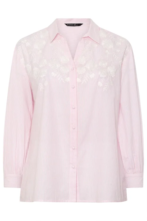 Evans Curve Pink Stripe Embroidered Shirt - 22-24 Image 5