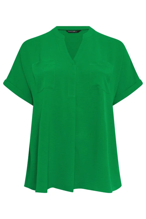 Evans Curve Green Short Sleeve Utility Blouse - 22-24 Image 5