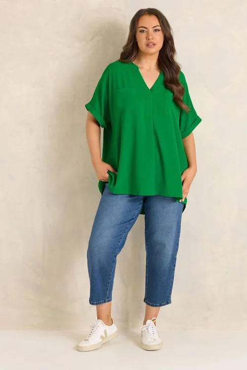 Evans Curve Green Short Sleeve Utility Blouse - 22-24 Image 2