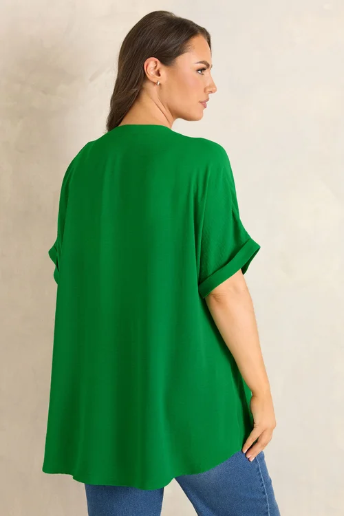 Evans Curve Green Short Sleeve Utility Blouse - 22-24 Image 3