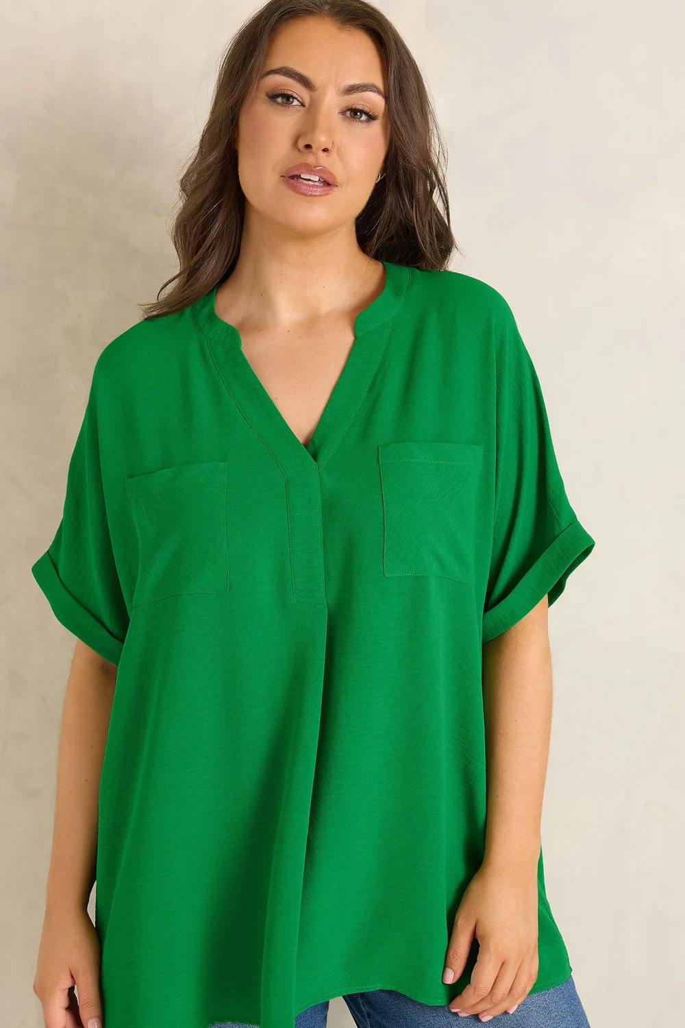 Evans Curve Green Short Sleeve Utility Blouse - 22-24 Image 1