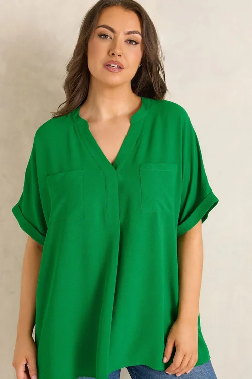 Evans Curve Green Short Sleeve Utility Blouse - 22-24 Image 1