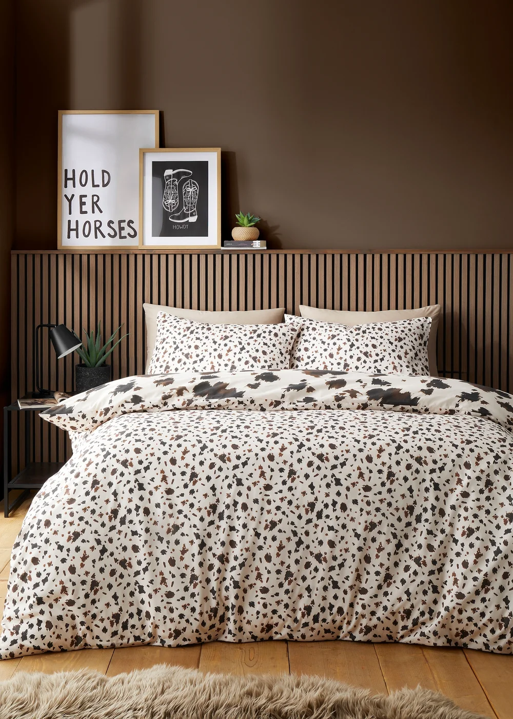 Fusion Cow Print Reversible Natural Duvet Cover Set - Single Image 4