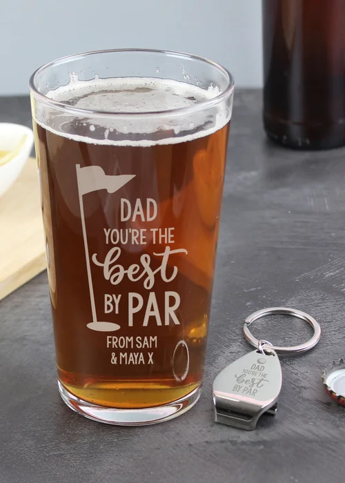 Personalised Memento Company Best By Par Pint Glass & Bottle Opener - One Size Image 2