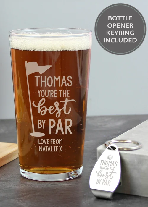 Personalised Memento Company Best By Par Pint Glass & Bottle Opener - One Size Image 1