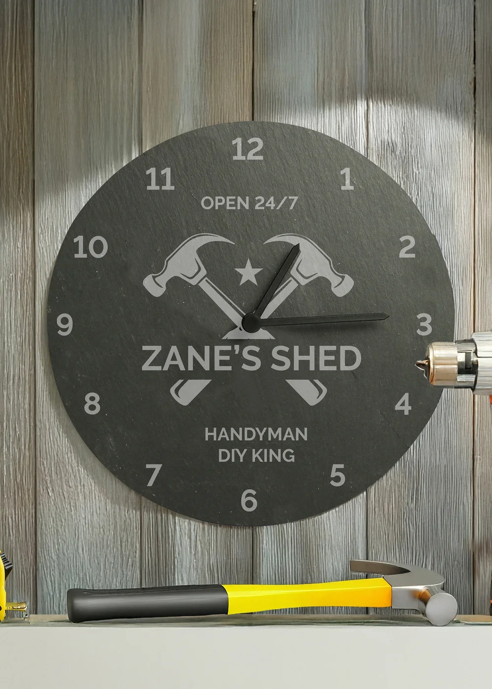 Personalised Memento Company Tools Slate Clock - One Size Image 2