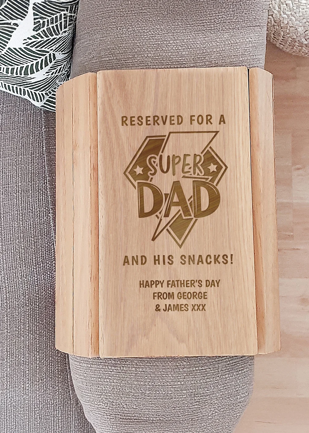Personalised Memento Company Super Dad Sofa Tray - One Size Image 1