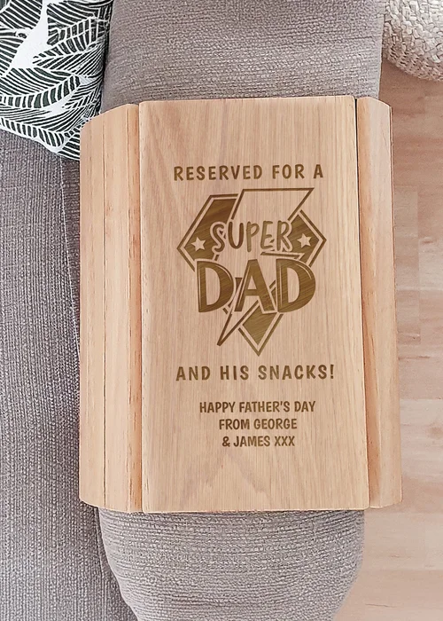 Personalised Memento Company Super Dad Sofa Tray - One Size Image 1
