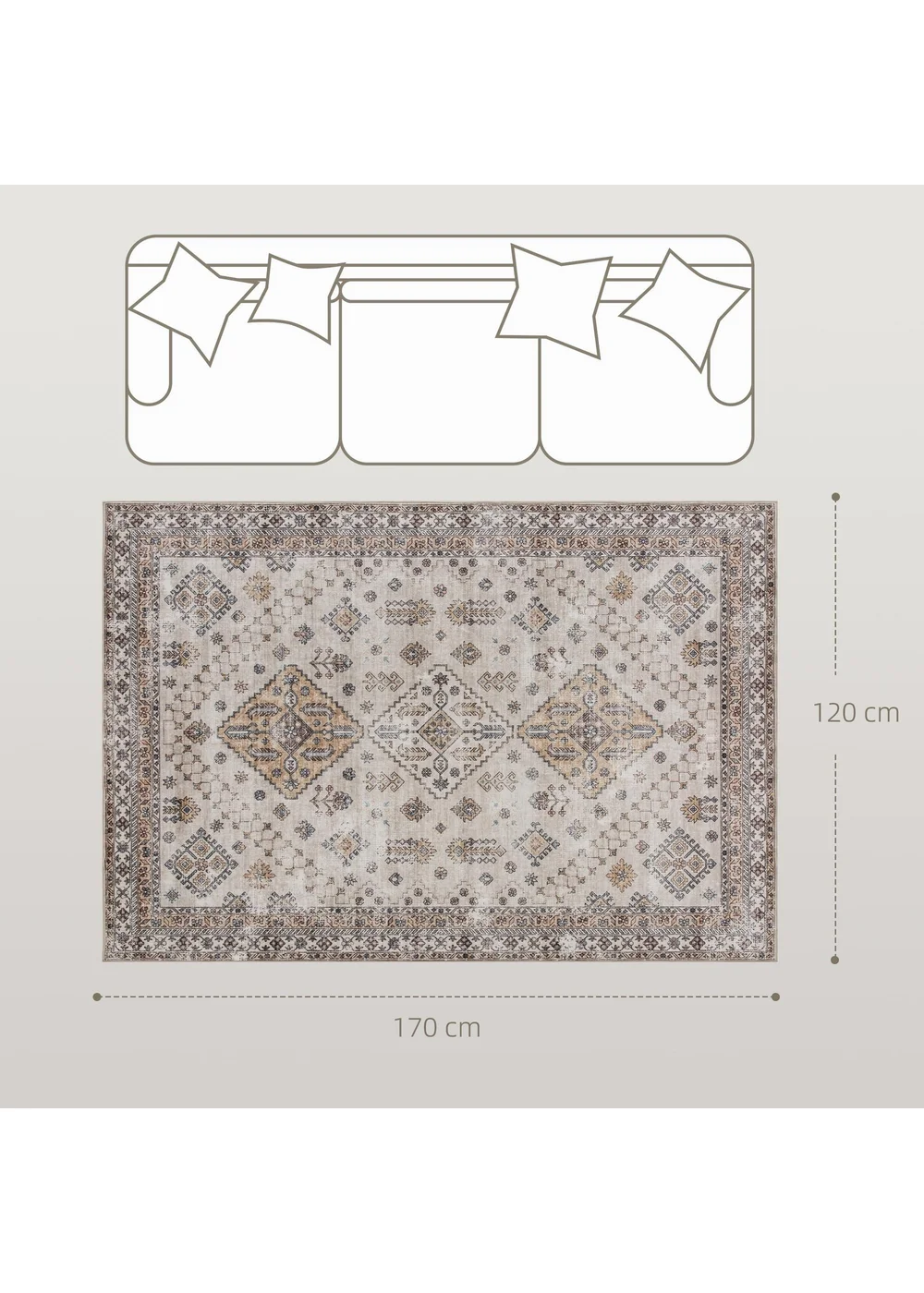 HOMCOM Flannel Non-Slip Washable Rug for Living Room, 170 x 120 cm - One Size Image 3