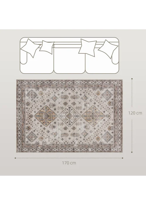 HOMCOM Flannel Non-Slip Washable Rug for Living Room, 170 x 120 cm - One Size Image 3