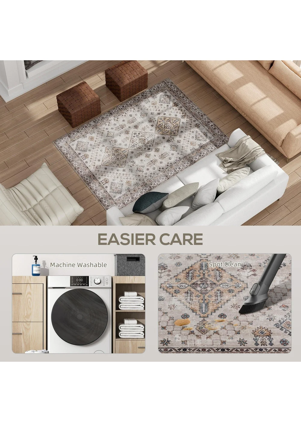 HOMCOM Flannel Non-Slip Washable Rug for Living Room, 170 x 120 cm - One Size Image 5