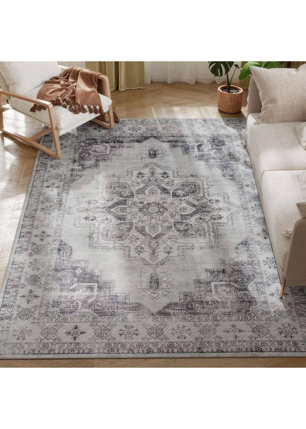 HOMCOM Flannel Non-Slip Washable Rug for Living Room, 230 x 160 cm - One Size Image 1