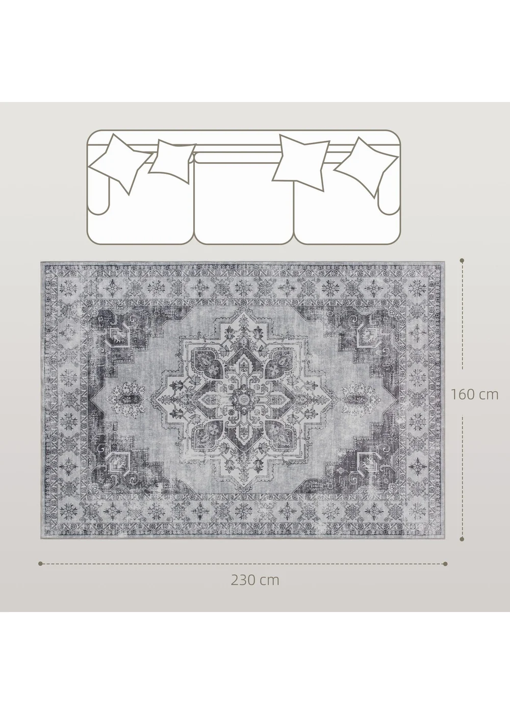 HOMCOM Flannel Non-Slip Washable Rug for Living Room, 230 x 160 cm - One Size Image 3