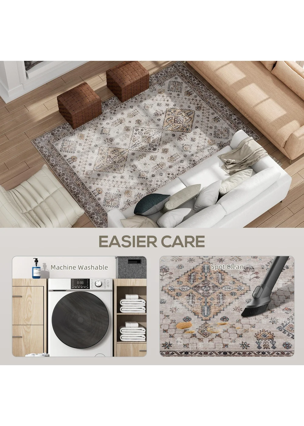 HOMCOM Flannel Non-Slip Washable Rug for Living Room, 230 x 160 cm - One Size Image 5