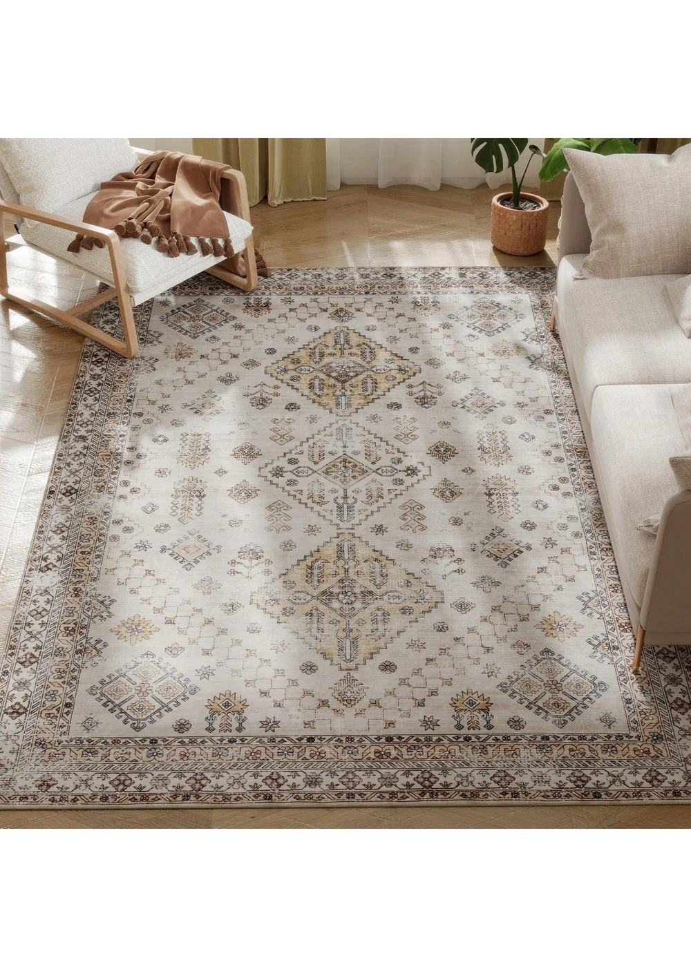 HOMCOM Flannel Non-Slip Washable Rug for Living Room, 230 x 160 cm - One Size Image 1