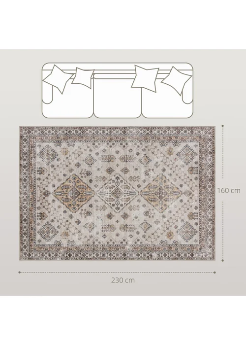 HOMCOM Flannel Non-Slip Washable Rug for Living Room, 230 x 160 cm - One Size Image 3