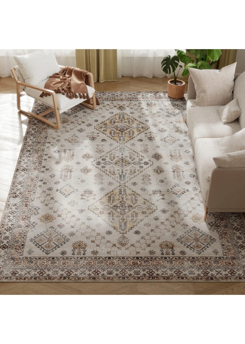 HOMCOM Flannel Non-Slip Washable Rug for Living Room, 290 x 200 cm - One Size Image 1